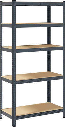 vidaXL - Opbergrek - 5-laags - staal - en - bewerkt - hout - antracietkleurig