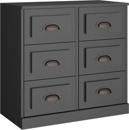vidaXL - Dressoir - 70x35,5x67,5 - cm - bewerkt - hout - zwart