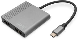 Digitus DA-70828 - HDMI / USB-C Adapter - 1x USB-C 2x HDMI - Grijs (0.18 m)
