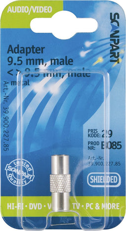 Scanpart coax adapter - Male naar Male - Geschikt voor Ziggo - Televisie - Metaal