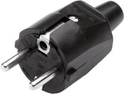 Scanpart losse stekker geaard - Voor snoer - 250 V - Recht - Rubber - Spatwaterdicht - Zwart - 10A 16A