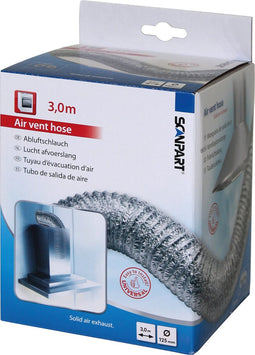 Scanpart lucht afvoerslang 125 mm 3 meter - Aluminium - Inclusief 2 slangklemmen - Hittebestendig tot 250°C - Geschikt voor wasdroger airco afzuigkap - Ventilatieslang - Ventilatiebuis
