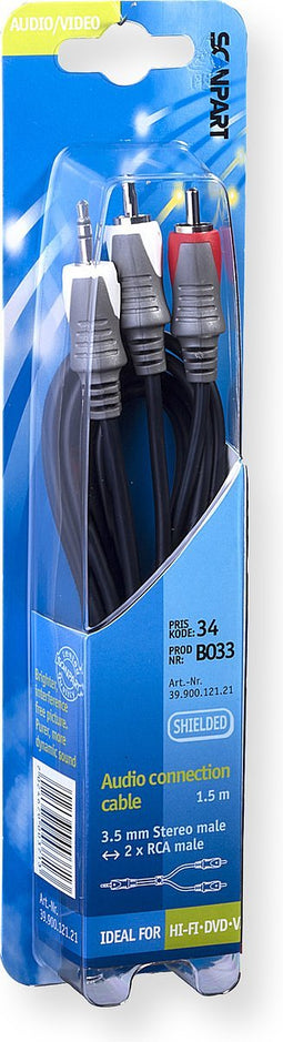 Scanpart mini Jack naar tulp kabel 1.5 meter - Jack 3.5 mm naar tulp - Audio kabel tulp naar Mini jack - Universeel