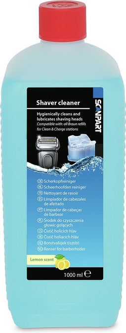 Scanpart scheerhoofdenreiniger 1 liter - Scheerkopreiniger - Reinigingsvloeistof - Navulvloeistof reinigingspatronen - Shaver cleaner - Geschikt voor Braun CCR cartridges - Clean&Charge - Clean&Renew - Citroengeur - Alternatief