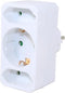 Scanpart stopcontact splitter - Horizontaal - Verloopstekker - 3 voudig - 2x Euro en 1x Schuko - Met randaarde - NL