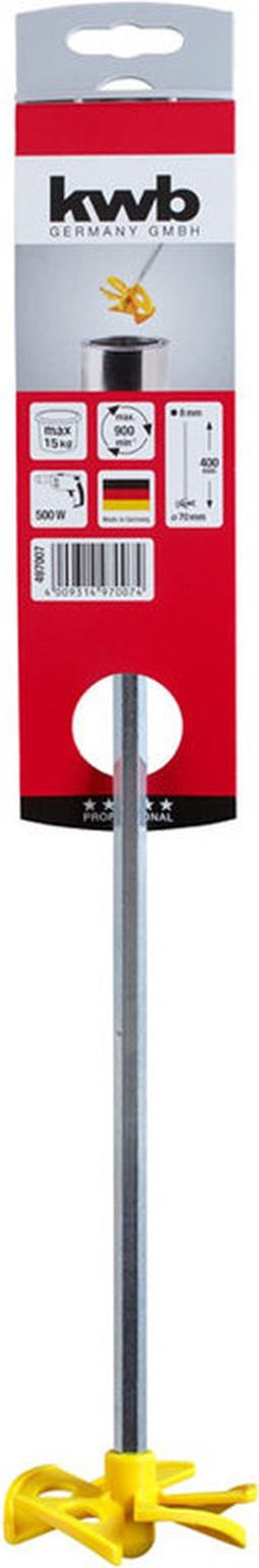 kwb verfroerder klein met nylon vleugels, voor verfcontainers, epoxyhars en verf, roergarde voor boormachines en accuschroevendraaiers, oplosmiddelbestendig speciaal voor verf, epoxyhars en 2-componenten verfcontainers