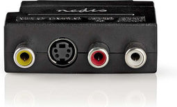 SCART-Adapter - SCART Male - S-Video Female / 3x RCA Female - Vernikkeld - Schakelbaar - ABS - Antraciet - 1 Stuks - Window Box