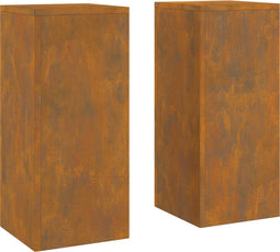 vidaXL - Buitenplantenstands - Pilaar - 2 - stuks - 24x24x55 - cm - Verweerd - Staal