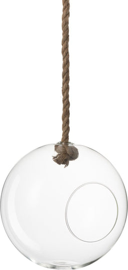 J-Line terrarium Bol - glas/koord - transparant - large