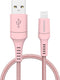 imoshion Kabel - Lightning naar USB A - 1 meter - Gevlochten textiel - Roze