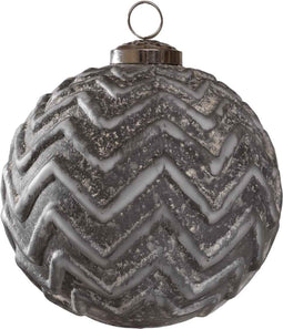 PTMD Mallin Kerstbal - H12 x Ø12 cm - Glas - Grijs