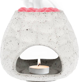 Scentchips® Bol Gebeiteld - Waxbrander - Geurbrander - Amberblokjes Brander - Oliebrander - Wax Melts Brander - Aromabrander - Ook Geschikt Voor Essentiële Oliën - Geurolie - Waxmelts - Wit