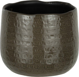 J-Line bloempot Patroon - keramiek - donkergrijs - small - Ø 19 cm