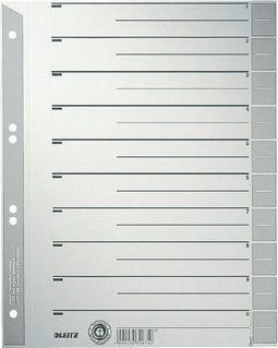 Scheidingsbladen Leitz A4 karton 230gr 6-gaats grijs