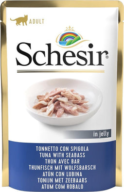 Schesir Cat Maaltijdzakjes Adult In Gelei 85 g - Kattenvoer - Tonijn&Baars
