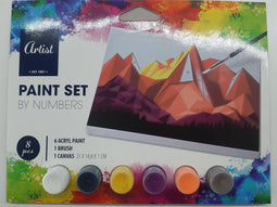 Schilderen op nummer - 6 kleuren acryl verf, kwast en 1 canvas schilderij - paint set by numbers Mountain - Artist