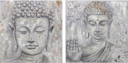 Schilderij DKD Home Decor 100 x 2,4 x 100 cm Boeddha Orientaals (2 Stuks)