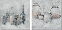 Schilderij DKD Home Decor 100 x 2,8 x 100 cm Vaas Traditioneel (2 Stuks)
