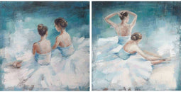 Schilderij DKD Home Decor 100 x 3,5 x 100 cm Balletdanseres Romantiek (2 Stuks)