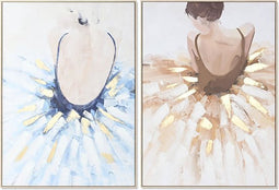 Schilderij DKD Home Decor 100 x 4 x 140 cm Balletdanseres Romantiek (2 Stuks)
