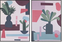 Schilderij DKD Home Decor 103 x 4,3 x 143 cm Vaas Scandinavisch (2 Stuks)