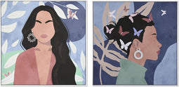 Schilderij DKD Home Decor 103 x 4,5 x 103 cm Vrouw Scandinavisch (2 Stuks)