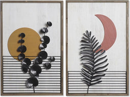 Schilderij DKD Home Decor 51 x 3 x 76,5 cm Maan Scandinavisch (2 Stuks)