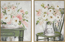 Schilderij DKD Home Decor 60 x 3,5 x 80 cm Vaas Shabby Chic (2 Stuks)