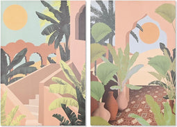 Schilderij DKD Home Decor 60 x 3,8 x 90 cm Indië Indiaas (2 Stuks)