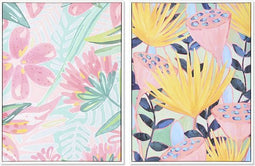 Schilderij DKD Home Decor 60 x 4 x 80 cm Modern Blad van een plant (2 Stuks)
