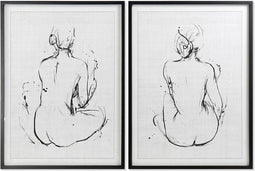 Schilderij DKD Home Decor 70 x 2,5 x 90 cm Vrouw Modern (2 Stuks)
