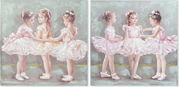 Schilderij DKD Home Decor 80 x 3 x 80 cm Balletdanseres Traditioneel (2 Stuks)