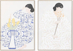 Schilderij DKD Home Decor 80 x 4 x 120 cm Blommor Scandinavisch (2 Stuks)