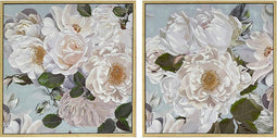 Schilderij DKD Home Decor 80 x 4 x 80 cm Blommor Shabby Chic (2 Stuks)