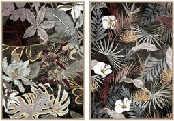 Schilderij DKD Home Decor 83 x 4,5 x 122,5 cm 83 x 4,5 x 123 cm Tropisch Blad van een plant (2 Stuks)