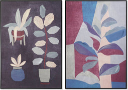 Schilderij DKD Home Decor 83 x 4,5 x 123 cm Blommor Modern (2 Stuks)