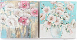 Schilderij DKD Home Decor 99,5 x 3,5 x 99,5 cm Vaas Shabby Chic (2 Stuks)