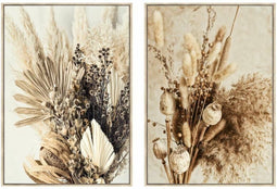 Schilderij DKD Home Decor Bloem 80 x 4 x 120 cm Scandinavisch (2 Stuks)