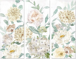 Schilderij DKD Home Decor Blommor 55 x 3 x 135 cm Shabby Chic (3 Onderdelen)