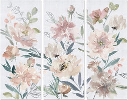 Schilderij DKD Home Decor Blommor 55 x 3 x 135 cm Shabby Chic (3 Onderdelen)