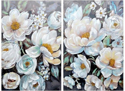 Schilderij DKD Home Decor Blommor 80 x 3 x 120 cm Romantiek (2 Stuks)