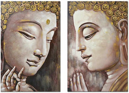 Schilderij DKD Home Decor Boeddha 80 x 3 x 120 cm Orientaals (2 Stuks)