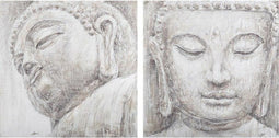 Schilderij DKD Home Decor Boeddha Orientaals (80 x 3,5 x 80 cm) (2 Stuks)