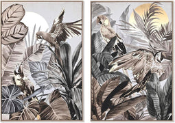 Schilderij DKD Home Decor Tropisch (83 x 4,5 x 122,5 cm) (83 x 4,5 x 123 cm) (2 Stuks)