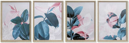 Schilderij DKD Home Decor Tropisch Blad van een plant 45 x 3,5 x 60 cm (4 Stuks)
