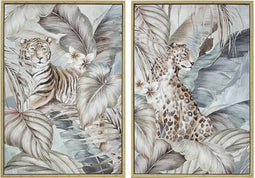 Schilderij DKD Home Decor Tropisch Jungle (2 Stuks)