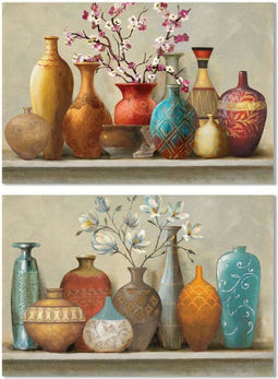 Schilderij DKD Home Decor Vaas Koloniaal 120 x 3 x 80 cm (2 Stuks)