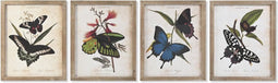 Schilderij DKD Home Decor Vlinders 40 x 2 x 50 cm Shabby Chic (4 Onderdelen)