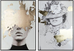 Schilderij Dkd Home Decor Vrouw 100 X 4 X 140 Cm (2 Stuks)