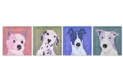 Schilderij Home ESPRIT Blauw Groen Oranje Stads 50 x 2 x 50 cm (4 Stuks)